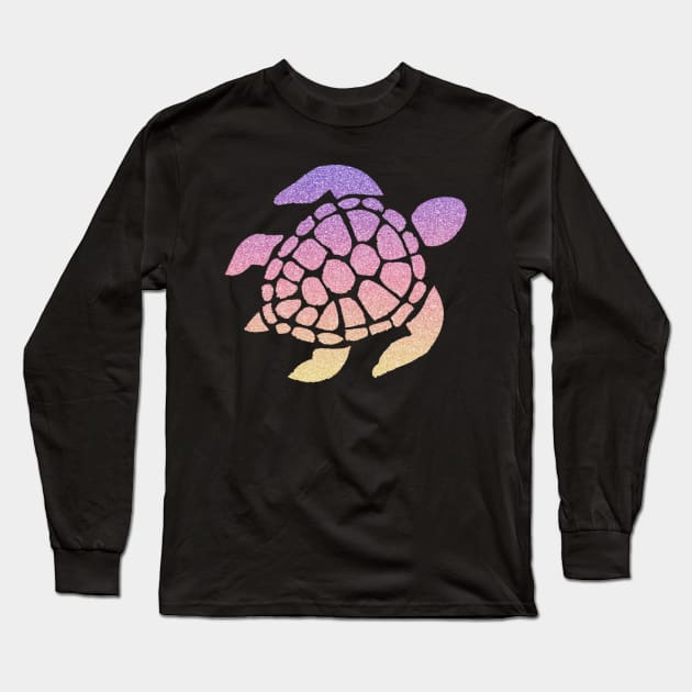 Pastel Sunset Ombre Faux Glitter Turtle Long Sleeve T-Shirt by Felicity-K